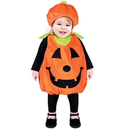 Halloween Costumes - Pumpkin Plush Costume Infant/Toddler Orange & Black (one size up to 24 months)