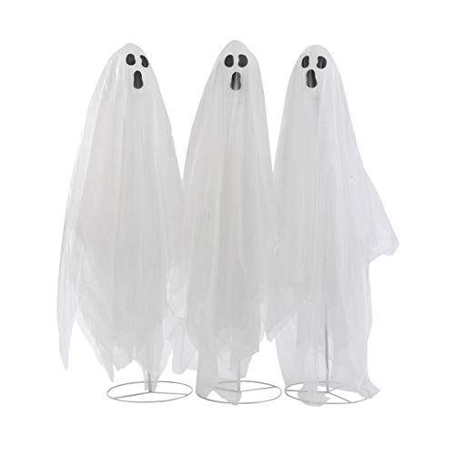 Quality Craft XL0445K Trio of Ghosts 55" Lights and Sound Halloween Decorations, White
