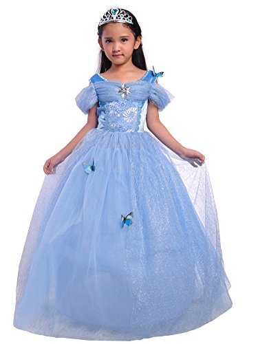 Dressy Daisy Girls' Princess Dress Costume Christmas Halloween Fancy Dresses Up Butterfly Size 6X-8 Blue