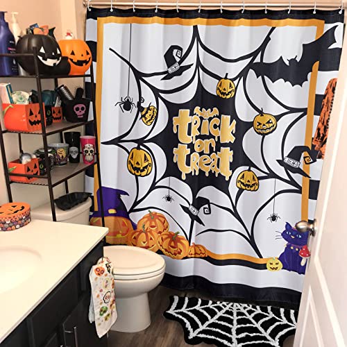 Spooky Spider Web Halloween Bath Rug Set
