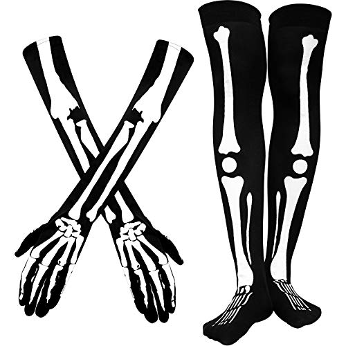 Halloween Skeleton Gloves and Over Knee Stockings