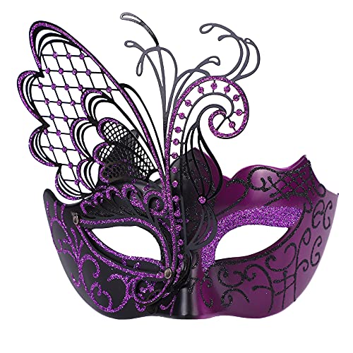 Masquerade Mask for Women Venetian Mask/Halloween/Party/Ball Prom/Mardi Gras/Wedding/Wall Decoration… (Purple)