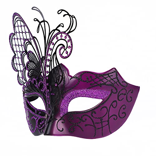 Masquerade Mask for Women Venetian Mask/Halloween/Party/Ball Prom/Mardi Gras/Wedding/Wall Decoration… (Purple)