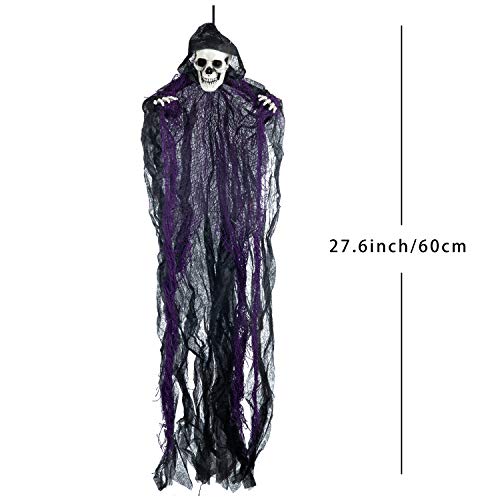 27.6” Halloween Hanging Grim Reapers (5 Pack), Halloween Hanging Ghost Decoration,Halloween Skeleton Flying Ghost for Haunted House Prop Décor, Halloween Outdoor Indoor Decor