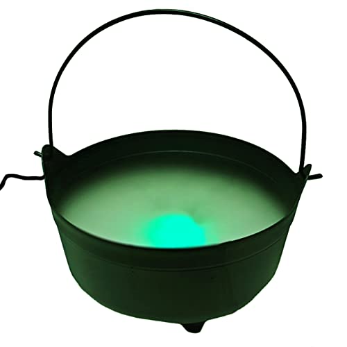 Witches Bubbling 14" Black Cauldron with Mystic Green Fogger