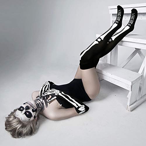 Halloween Skeleton Gloves and Over Knee Stockings