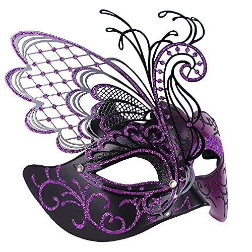 Masquerade Mask for Women Venetian Mask/Halloween/Party/Ball Prom/Mardi Gras/Wedding/Wall Decoration… (Purple)