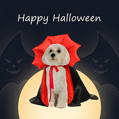 ADOGGYGO Halloween Dog Costume Dog Vampire Devil Costume Dog Halloween Cloak Cape Red Black Halloween Costumes for Small Medium Large Dogs