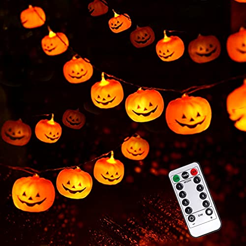 Halloween String Lights, LED Pumpkin Lights - 3D Halloween Decoration Lights, Battert Operated String Lights for Indoor Outdoor Party Bedroom Home Festival Holiday Christmas Décor