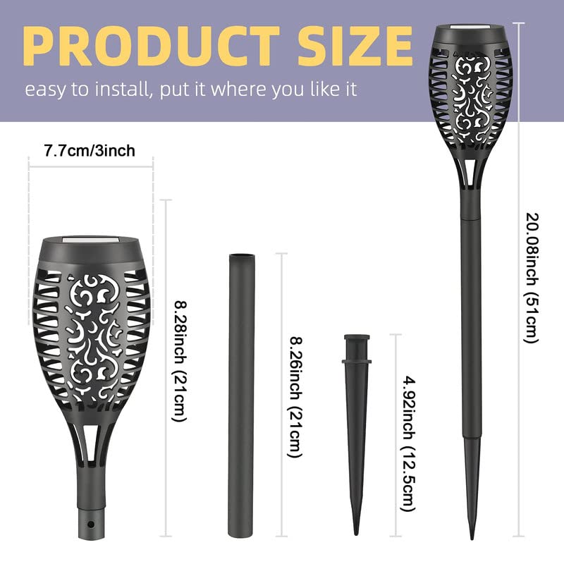 Liveasily 8 Pack Solar Torch Light with Flickering Flame, Waterproof Solar Halloween Lights Decorations, Solar Torches Halloween Decor for Garden, Yard, Porch