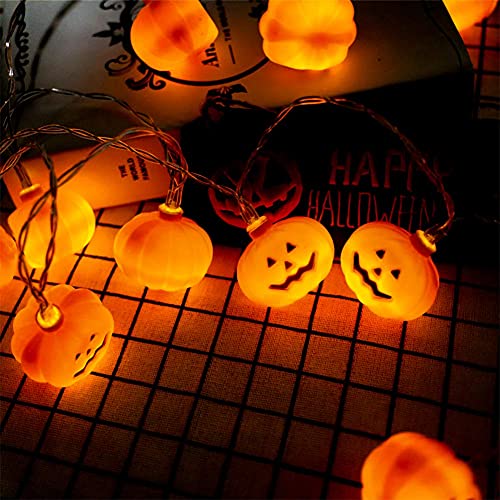 Halloween String Lights, LED Pumpkin Lights - 3D Halloween Decoration Lights, Battert Operated String Lights for Indoor Outdoor Party Bedroom Home Festival Holiday Christmas Décor