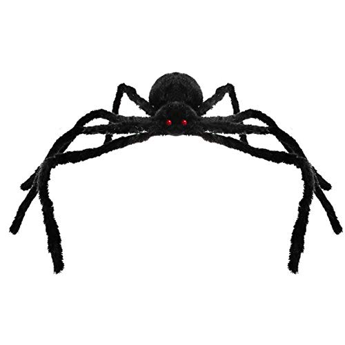 AOJOYS Giant Halloween Spider 6.6 Ft. 200cm, Scary Halloween Yard Decorations Large Black Hairy Spider Props for Indoor & Outdoor Halloween Decorations