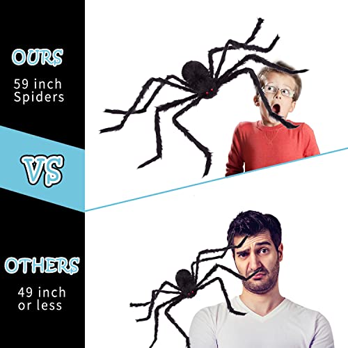 MY LIFFRI Halloween 200” Spider Web & 59” Giant Spider Decoration Huge Outdoor Spider Web with Scary Hairy Spider for Yard Porch Lawn House Party Décor