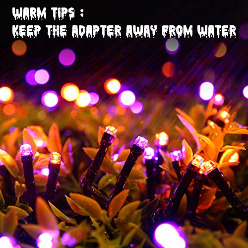 Orange and Purple Halloween Lights, 114ft 300 LED Halloween String Lights with 8 Modes, Waterproof Plug in Orange Purple Fairy Lights for Halloween Party, Garden, Indoor Outdoor Halloween Decor