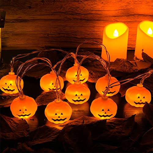 Halloween String Lights, LED Pumpkin Lights - 3D Halloween Decoration Lights, Battert Operated String Lights for Indoor Outdoor Party Bedroom Home Festival Holiday Christmas Décor