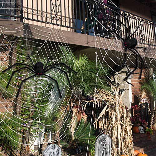 AOJOYS Giant Halloween Spider 6.6 Ft. 200cm, Scary Halloween Yard Decorations Large Black Hairy Spider Props for Indoor & Outdoor Halloween Decorations