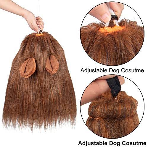 CPPSLEE Lion Mane for Dog Costumes, Dog Lion Mane, Realistic Lion Wig for Medium to Large Sized Dogs, Large Dog Halloween Costumes, lion mane for dog， Halloween Costumes for Dogs (Dark Brown)