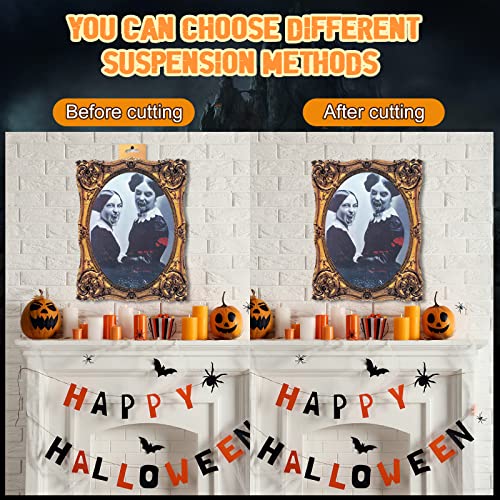 Halloween 3D Changing Face Moving Picture Frame Scary Haunted Mansion Decor Spooky Ghost Portrait Halloween Wall Decoration for Window Wall Halloween Party Haunted House (Novel Style, 8 Pcs)