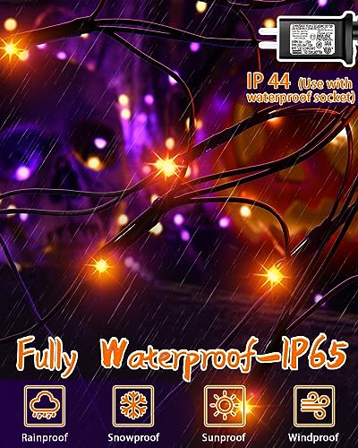 Halloween Spider Web Lights with Black Spider, 3.9FT Diameter 80 LED Orange Halloween Lights with 8 Modes, Waterproof Orange Net Lights for Party, Bedroom, Bar, Haunted House, Halloween Decorations