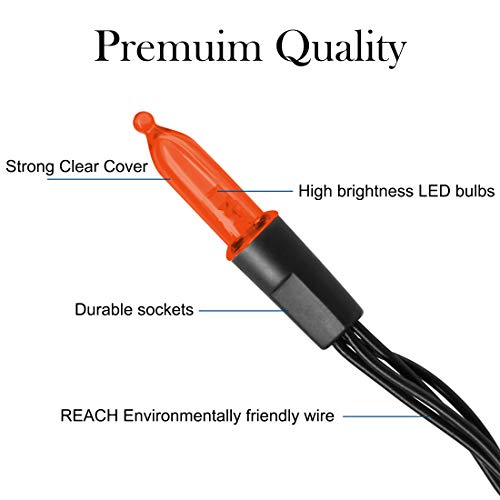 Twinkle Star Outdoor Halloween Lights Battery Operated 50 LED Mini String Light with 8 Modes, 16ft Waterproof Fairy Lights for Garden Patio Wedding Wreath Party Decoration (Orange, 2 Pack)