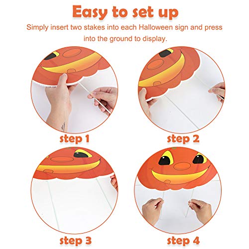 AerWo 8 Pack Halloween Decorations Outdoor Cute Large Corrugate Halloween Yard Stake Signs Waterproof Halloween Props Trick Or Treat Sign for Garden, Lawn, Yard Decorations Outside