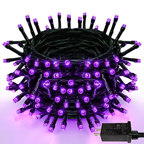 YIQU Purple 82FT 200 LED Extendable Halloween Lights for Outdoor/Indoor, 8 Lighting Modes Plug in String Lights for Halloween Decorations Bedroom Party Decor Room Garden Patio Tree (Purple)