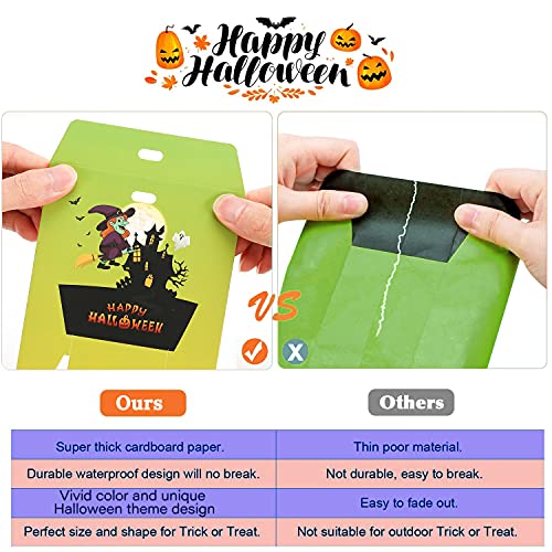 Halloween Candy Bags Treat Bags - 36PCS Paper Halloween Bags Trick or Treat Halloween Sweet Goodie Bags with Ribbons, 9 Patterns Gift Bags Halloween Party Favors for Kids Halloween Decorations