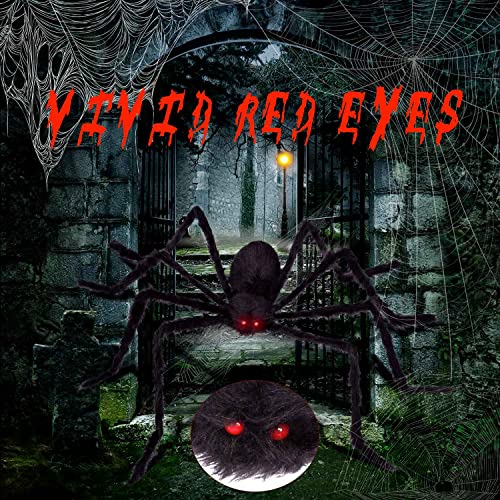 MY LIFFRI Halloween 200” Spider Web & 59” Giant Spider Decoration Huge Outdoor Spider Web with Scary Hairy Spider for Yard Porch Lawn House Party Décor