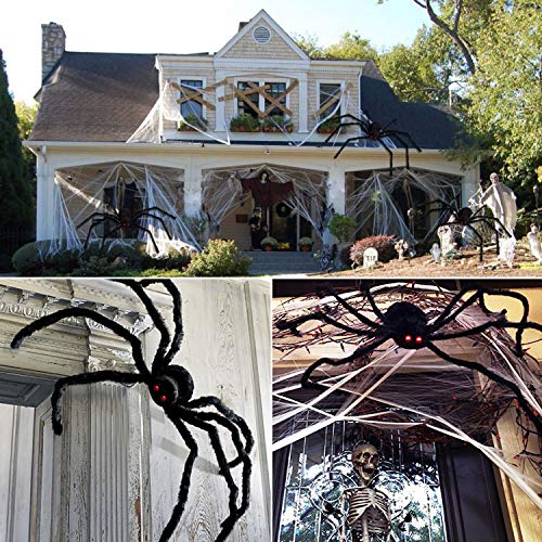 AOJOYS Giant Halloween Spider 6.6 Ft. 200cm, Scary Halloween Yard Decorations Large Black Hairy Spider Props for Indoor & Outdoor Halloween Decorations