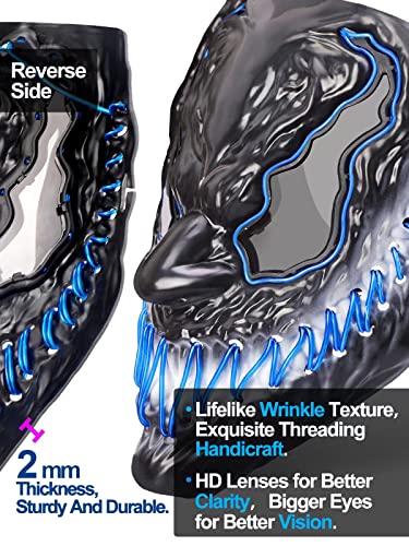 Venobat Halloween Mask - 2 Pack Led Light Up Masks Scary Neon Glow Mask Cool Halloween Costume for Adults Kids Men Women