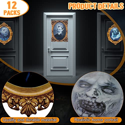 Halloween 3D Changing Face Moving Picture Frame Scary Haunted Mansion Decor Spooky Ghost Portrait Halloween Wall Decoration for Window Wall Halloween Party Haunted House (Novel Style, 8 Pcs)
