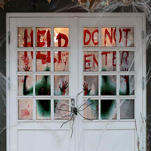 Angmart 2PCS Halloween Giant Bloody Window Posters Window Clings Party Decoration Haunted House Door Cover Creepy School Dormitory Window 60" x 60"