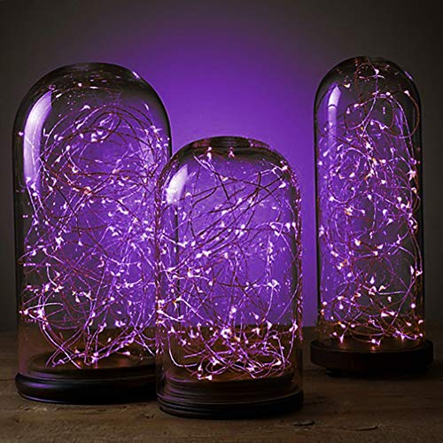 Twinkle Star 2 Set Halloween Fairy Lights Battery Operated, 33ft 100 Led String Lights Remote Control Timer Twinkle String Lights 8 Modes Firefly Lights for Garden Party Indoor Decor, Purple
