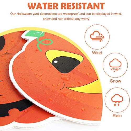 AerWo 8 Pack Halloween Decorations Outdoor Cute Large Corrugate Halloween Yard Stake Signs Waterproof Halloween Props Trick Or Treat Sign for Garden, Lawn, Yard Decorations Outside