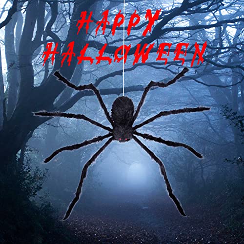 MY LIFFRI Halloween 200” Spider Web & 59” Giant Spider Decoration Huge Outdoor Spider Web with Scary Hairy Spider for Yard Porch Lawn House Party Décor