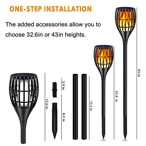 Ollivage Solar Torch Lights, Waterproof Flickering Flames Torches Lights 43" Outdoor Solar Spotlights Landscape Decoration Lighting Dusk to Dawn Auto On/Off for Yard Patio Driveway, 1 Pack