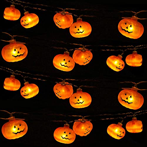 DomeStar Halloween String Lights, 10ft 20LED Pumpkin Lights Battery Operated Pumpkin Lights for Halloween Thanksgiving Decorations