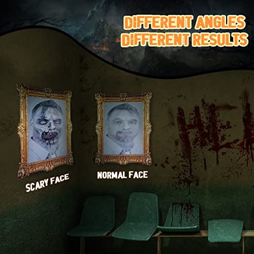 Halloween 3D Changing Face Moving Picture Frame Scary Haunted Mansion Decor Spooky Ghost Portrait Halloween Wall Decoration for Window Wall Halloween Party Haunted House (Novel Style, 8 Pcs)