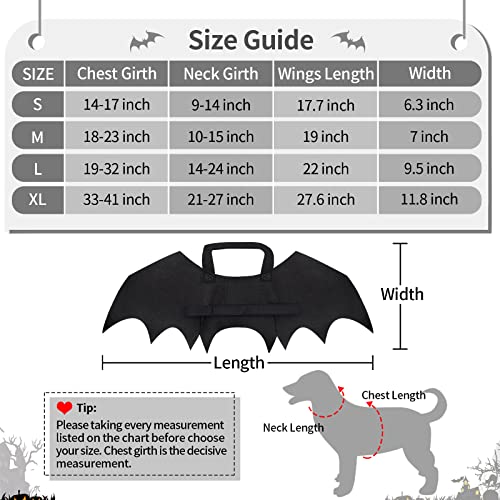 Malier Halloween Dog Costume Cool Halloween Dog Bat Wings Pet Costume Cat Costume Cosplay Decoration for Small Mediume Large Dogs Cats (X-Large)