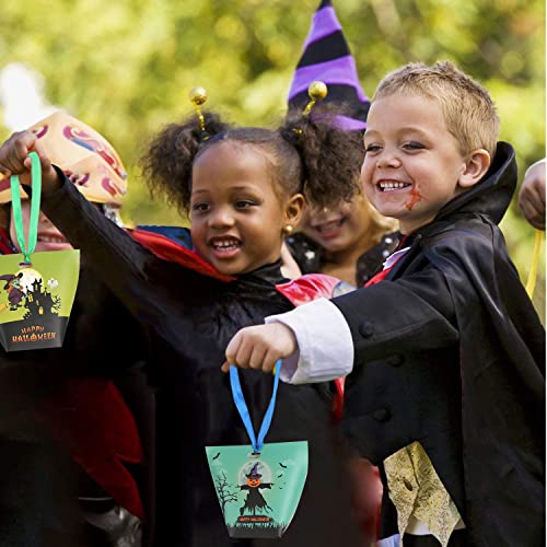 Halloween Candy Bags Treat Bags - 36PCS Paper Halloween Bags Trick or Treat Halloween Sweet Goodie Bags with Ribbons, 9 Patterns Gift Bags Halloween Party Favors for Kids Halloween Decorations