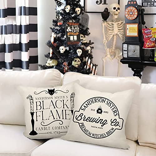 4TH Emotion Halloween Decor Pillow Covers 18x18 Set of 4 Halloween Decorations Hocus Pocus Farmhouse Saying Outdoor Fall Pillows Decorative Throw Cushion Case for Home Couch TH023-18