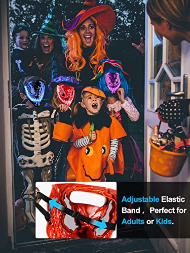 Venobat Halloween Mask - 2 Pack Led Light Up Masks Scary Neon Glow Mask Cool Halloween Costume for Adults Kids Men Women