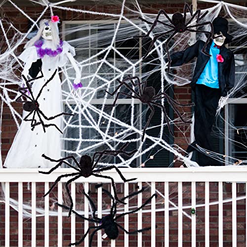 MY LIFFRI Halloween 200” Spider Web & 59” Giant Spider Decoration Huge Outdoor Spider Web with Scary Hairy Spider for Yard Porch Lawn House Party Décor