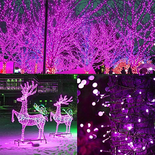 WATERGLIDE 300 LED Purple Halloween String Lights, 98.5FT 8 Lighting Modes Light, Plug in String Waterproof Mini Fairy Lights for Outdoor Holiday Christmas Wedding Party Bedroom Decorations
