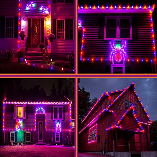 kemooie 500 LED Halloween Lights, 164FT 8 Lighting Modes Plug in Waterproof Fairy Lights for Outdoor Tree Lights Party Garden Balcony Halloween Decorations(Purple and Orange)