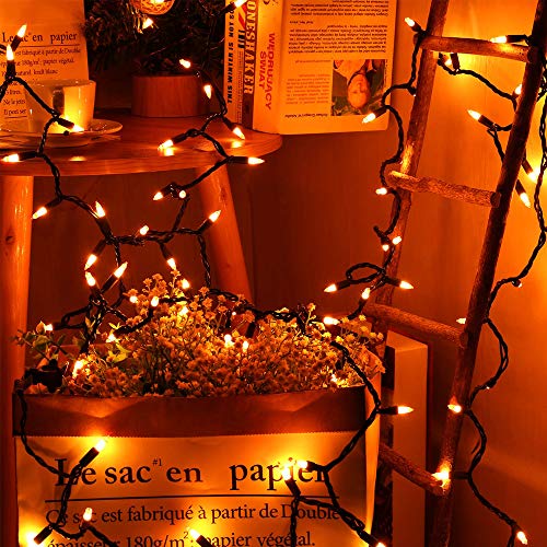 ⭐️Halloween String Lights - 24ft 100 Incandescent Orange&Yellow Mini Bulbs Lights, Halloween Lighting Decor for Outdoor&Indoor Use, Fairy Garden, Yard, Home, Party, Holiday, Halloween Decorations