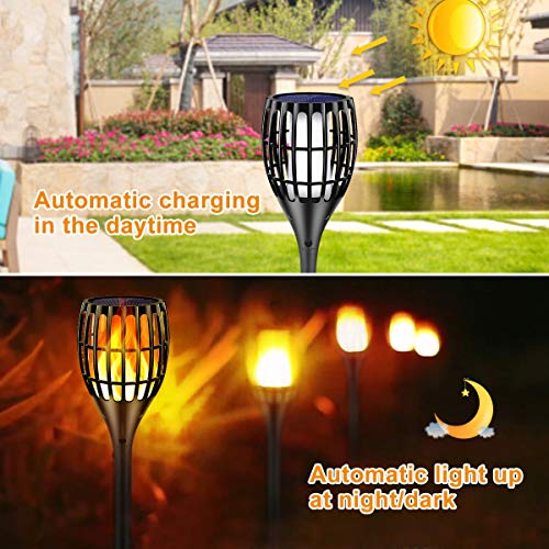 Ollivage Solar Torch Lights, Waterproof Flickering Flames Torches Lights 43" Outdoor Solar Spotlights Landscape Decoration Lighting Dusk to Dawn Auto On/Off for Yard Patio Driveway, 1 Pack
