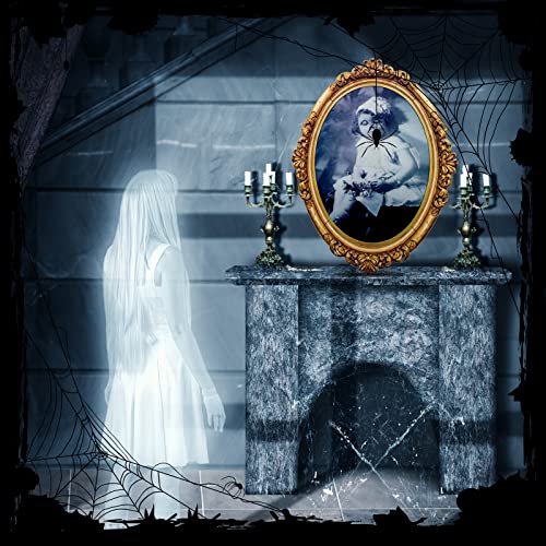 Halloween 3D Changing Face Moving Picture Frame Scary Haunted Mansion Decor Spooky Ghost Portrait Halloween Wall Decoration for Window Wall Halloween Party Haunted House (Novel Style, 8 Pcs)