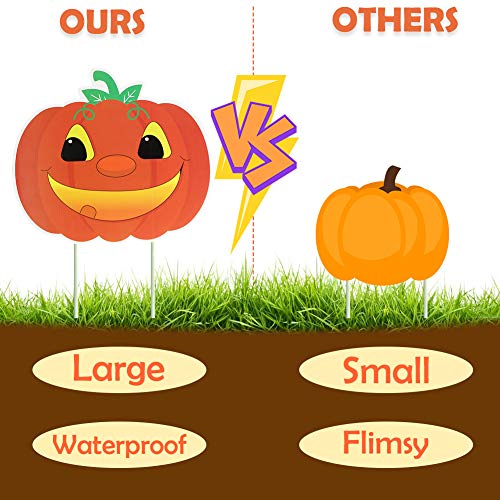 AerWo 8 Pack Halloween Decorations Outdoor Cute Large Corrugate Halloween Yard Stake Signs Waterproof Halloween Props Trick Or Treat Sign for Garden, Lawn, Yard Decorations Outside