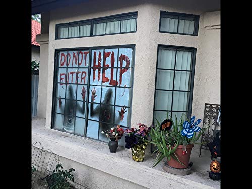 Angmart 2PCS Halloween Giant Bloody Window Posters Window Clings Party Decoration Haunted House Door Cover Creepy School Dormitory Window 60" x 60"